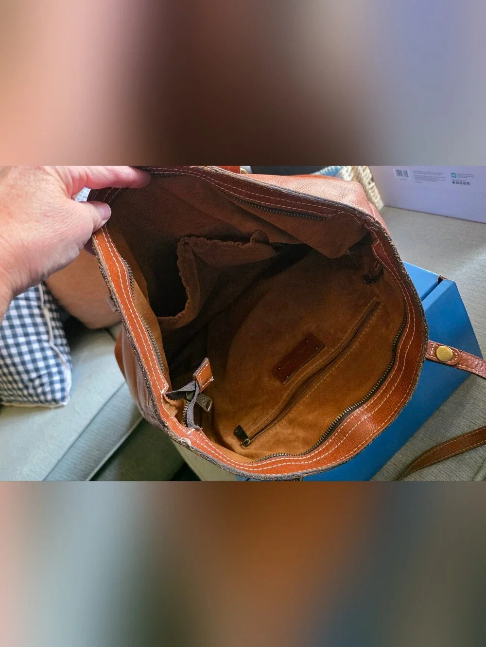 Patricia Nash Chestnut Brown Leather Messenger Tote
